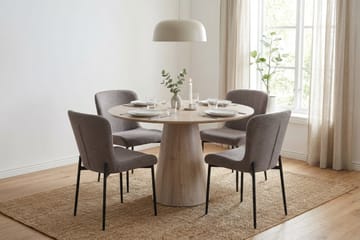 Siena Matgrupp runt 110 cm Vitlaserad med 4 Elsie Matstolar - Vitlaserad/Grå - Möbler - Bord & matgrupp - Matgrupp