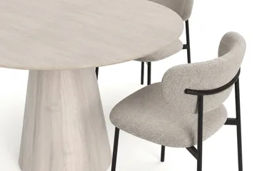 Siena Matgrupp runt 110 cm Vitlaserad med 4 Lucy Matstolar - Vitlaserad - Möbler - Bord & matgrupp - Matgrupp