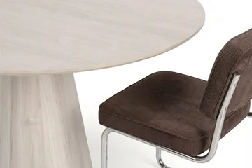 Siena Matgrupp runt 110 cm Vitlaserad med 4 Milva Matstolar - Vitlaserad/Brun/krom - Möbler - Bord & matgrupp - Matgrupp