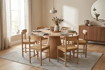 Siena Matgrupp runt 130 cm Ek med 6 Malte Matstolar - Möbler - Bord & matgrupp - Matgrupp