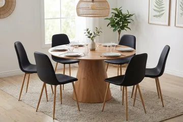 Siena Matgrupp runt 130 cm Ek med 6 Nibe Matstolar - Ek - Möbler - Bord & matgrupp - Matgrupp