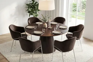 Siena Matgrupp runt 130 cm med 6 Filip Matstolar - Rökt ek - Möbler - Bord & matgrupp - Matgrupp
