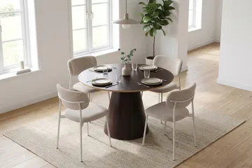 Siena Matgrupp runt 130 cm med 6 Lucy Matstolar - Rökt ek - Möbler - Bord & matgrupp - Matgrupp