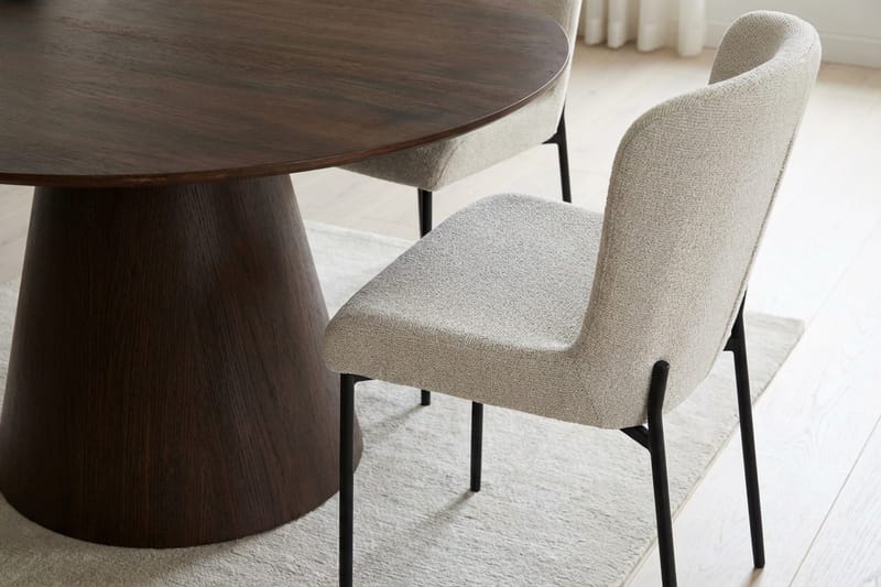 Siena Matgrupp runt 130 cm Rökt Ek med 6 Elsie Matstolar - Rökt ek/Vit - Möbler - Bord & matgrupp - Matgrupp