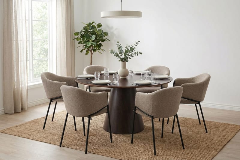 Siena Matgrupp runt 130 cm Rökt Ek med 6 Filip Matstolar - Rökt ek - Möbler - Bord & matgrupp - Matgrupp