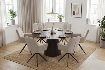Siena Matgrupp runt 130 cm Rökt Ek med 6 Torsby Matstolar - Rökt ek - Möbler - Bord & matgrupp - Matgrupp