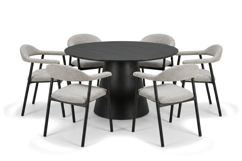 Siena Matgrupp runt 130 cm Svart med 4 Ronja Matstolar - Beige/Svart - Möbler - Bord & matgrupp - Matgrupp