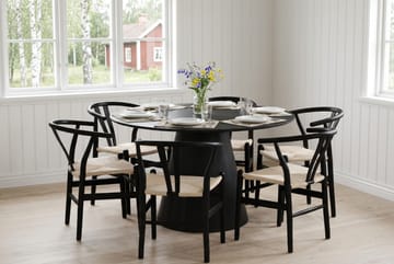 Siena Matgrupp runt 130 cm Svart med 6 Dastoori Matstolar - Svart - Möbler - Bord & matgrupp - Matgrupp