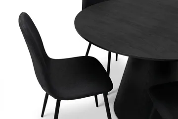 Siena Matgrupp runt 130 cm Svart med 6 Nibe Matstolar - Svartlaserad ek - Möbler - Bord & matgrupp - Matgrupp