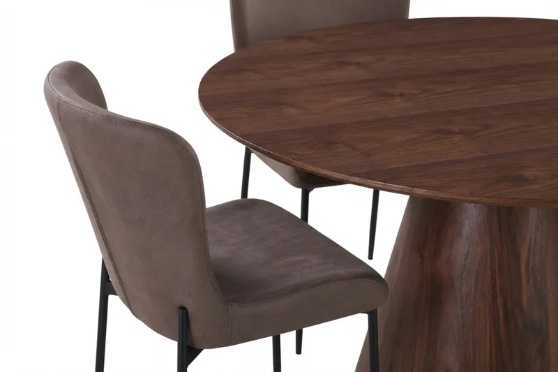 Siena Matgrupp runt 130 cm Valnöt med 6 Elsie Matstolar - Valnöt/Brun - Möbler - Bord & matgrupp - Matgrupp