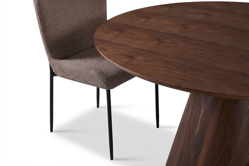 Siena Matgrupp runt 130 cm Valnöt med 6 Elsie Matstolar - Valnöt/Grå - Möbler - Bord & matgrupp - Matgrupp