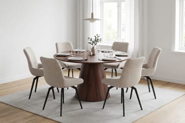 Siena Matgrupp runt 130 cm Valnöt med 6 Mora Matstolar - Valnöt - Möbler - Bord & matgrupp - Matgrupp