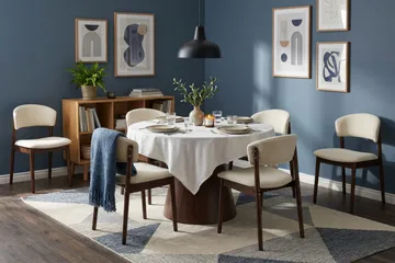 Siena Matgrupp runt 130 cm Valnöt med 6 Nala Matstolar - Valnöt - Möbler - Bord & matgrupp - Matgrupp