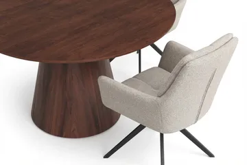 Siena Matgrupp runt 130 cm Valnöt med 6 Torsby Matstolar - Valnöt - Möbler - Bord & matgrupp - Matgrupp