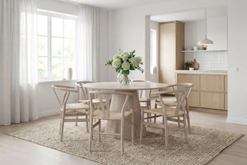Siena Matgrupp runt 130 cm Vitlaserad med 6 Dastoori Matstolar - Vitlaserad - Möbler - Bord & matgrupp - Matgrupp