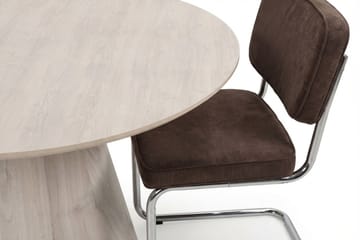 Siena Matgrupp runt 130 cm Vitlaserad med 6 Milva Matstolar - Vitlaserad/Brun/krom - Möbler - Bord & matgrupp - Matgrupp