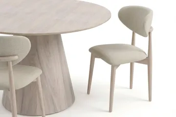 Siena Matgrupp runt 130 cm Vitlaserad med 6 Molly Matstolar - Vitlaserad ek - Möbler - Bord & matgrupp - Matgrupp
