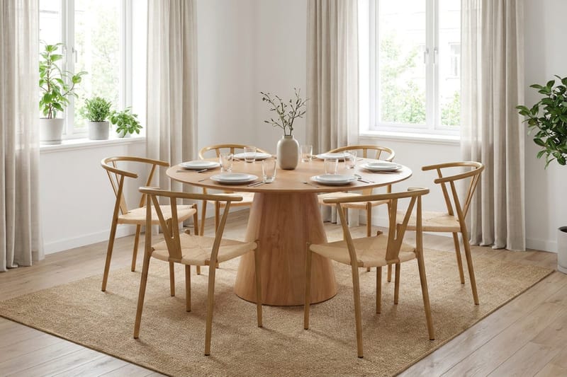 Siena Matgrupp runt 150 cm Ek med 6 Elysia Matstolar - Ek - Möbler - Bord & matgrupp - Matgrupp