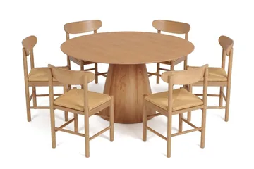 Siena Matgrupp runt 150 cm Ek med 6 Malte Matstolar - Möbler - Bord & matgrupp - Matgrupp