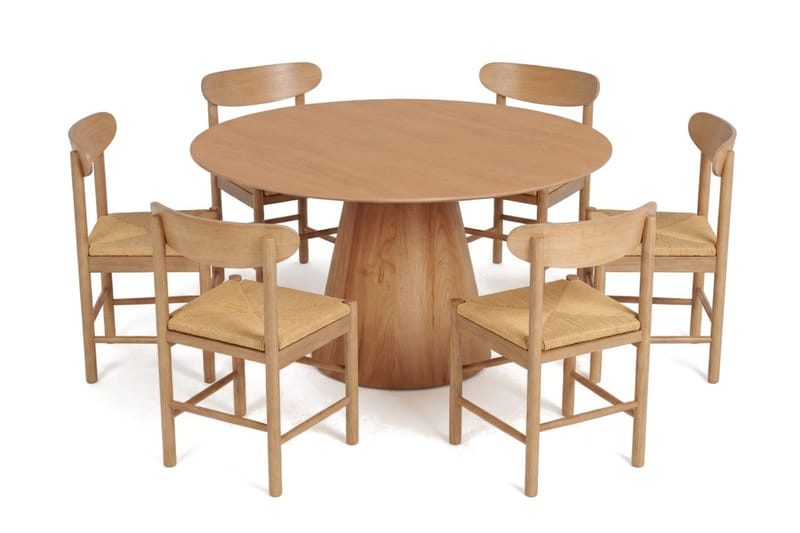 Siena Matgrupp runt 150 cm Ek med 6 Malte Matstolar - Möbler - Bord & matgrupp - Matgrupp