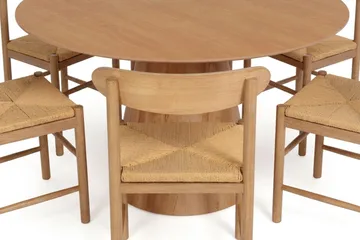 Siena Matgrupp runt 150 cm Ek med 6 Malte Matstolar - Möbler - Bord & matgrupp - Matgrupp