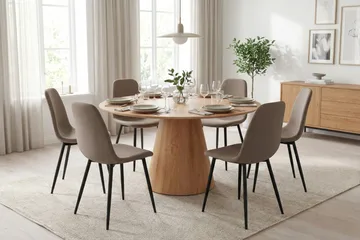 Siena Matgrupp runt 150 cm Ek med 6 Nibe Matstolar - Ek - Möbler - Bord & matgrupp - Matgrupp