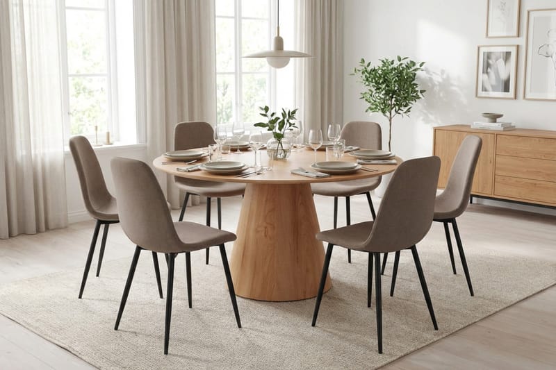 Siena Matgrupp runt 150 cm Ek med 6 Nibe Matstolar - Ek - Möbler - Bord & matgrupp - Matgrupp
