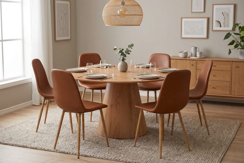 Siena Matgrupp runt 150 cm Ek med 6 Nibe Matstolar - Ek - Möbler - Bord & matgrupp - Matgrupp