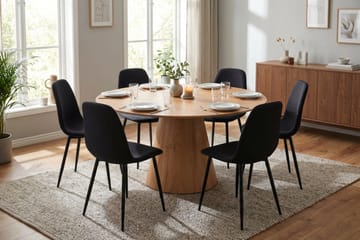 Siena Matgrupp runt 150 cm Ek med 6 Nibe Matstolar - Ek - Möbler - Bord & matgrupp - Matgrupp