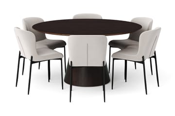 Siena Matgrupp runt 150 cm Rökt Ek med 6 Elsie Matstolar - Rökt ek - Möbler - Bord & matgrupp - Matgrupp