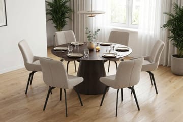 Siena Matgrupp runt 150 cm Rökt Ek med 6 Mora Matstolar - Rökt ek - Möbler - Bord & matgrupp - Matgrupp