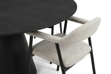 Siena Matgrupp runt 150 cm Svart med 4 Ronja Matstolar - Beige/Svart - Möbler - Bord & matgrupp - Matgrupp