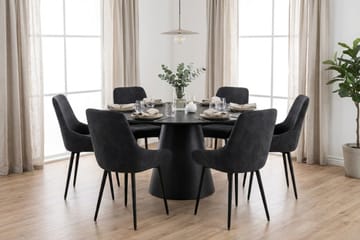 Siena Matgrupp runt 150 cm Svart med 6 Alsarp Matstolar - Svart - Möbler - Bord & matgrupp - Matgrupp