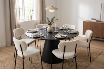 Siena Matgrupp runt 150 cm Svart med 6 Gemmiano Matstolar - Svartlaserad ek - Möbler - Bord & matgrupp - Matgrupp
