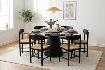 Siena Matgrupp runt 150 cm Svart med 6 Malte Matstolar - Möbler - Bord & matgrupp - Matgrupp