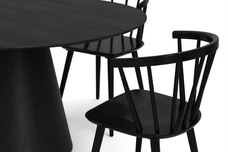 Siena Matgrupp runt 150 cm Svart med 6 Tyrö Matstolar - Svart - Möbler - Bord & matgrupp - Matgrupp