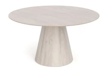 Siena Matgrupp runt 150 cm Vitlaserad med 6 Build Matstolar - Vitlaserad/Natur/krom - Möbler - Bord & matgrupp - Matgrupp