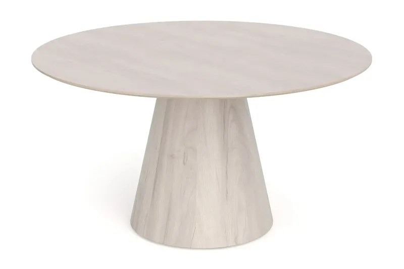 Siena Matgrupp runt 150 cm Vitlaserad med 6 Build Matstolar - Vitlaserad/Natur/krom - Möbler - Bord & matgrupp - Matgrupp