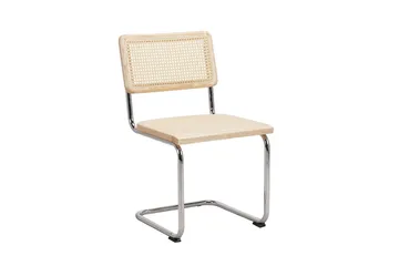 Siena Matgrupp runt 150 cm Vitlaserad med 6 Build Matstolar - Vitlaserad/Natur/krom - Möbler - Bord & matgrupp - Matgrupp