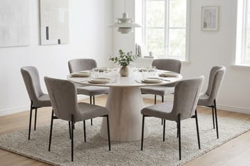Siena Matgrupp runt 150 cm Vitlaserad med 6 Elsie Matstolar - Vitlaserad ek - Möbler - Bord & matgrupp - Matgrupp