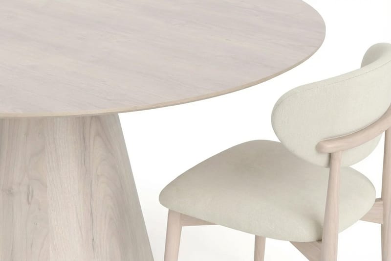 Siena Matgrupp runt 150 cm Vitlaserad med 6 Molly Matstolar - Vitlaserad - Möbler - Bord & matgrupp - Matgrupp