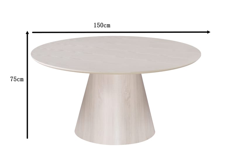Siena Runt Matbord 150 cm i Trä med Vitlaserad Ek-utseende - Vit - Möbler - Bord & matgrupp - Matbord & köksbord
