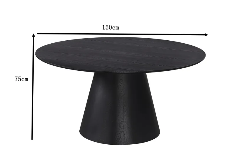 Siena Stort Matbord Runt 150cm Fanér - Svart - Möbler - Bord & matgrupp - Matbord & köksbord