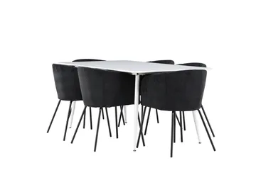 Silar Matgrupp 180 cm Rektangulär med 6 Berit stolar - Vit/Svart - Möbler - Bord & matgrupp - Matgrupp