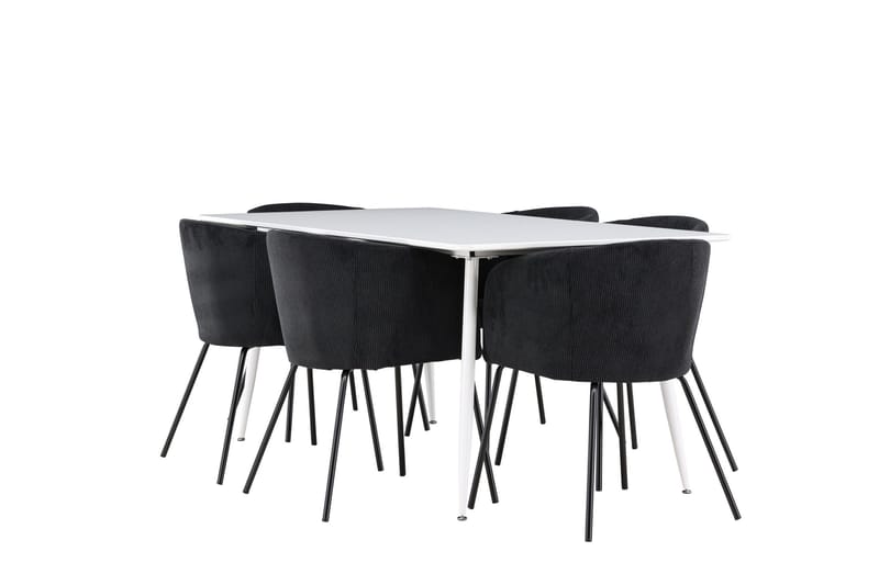 Silar Matgrupp 180 cm Rektangulär med 6 Berit stolar - Vit/Svart - Möbler - Bord & matgrupp - Matgrupp