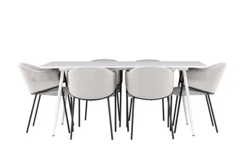 Silar Matgrupp 180 cm Rektangulär med 6 Evelina stolar - Vit/Grå - Möbler - Bord & matgrupp - Matgrupp
