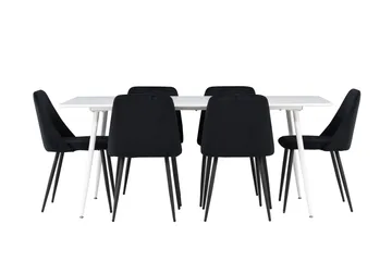 Silar Matgrupp 180 cm Rektangulär med 6 Night stolar - Vit/Svart - Möbler - Bord & matgrupp - Matgrupp