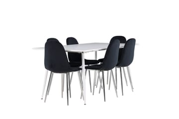 Silar Matgrupp 180 cm Rektangulär med 6 Polar stolar - Vit/Svart - Möbler - Bord & matgrupp - Matgrupp