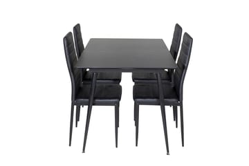 Silar Matgrupp Förlängningsbar 120 cm Rektangulär med 4 Slim stolar - Svart - Möbler - Bord & matgrupp - Matgrupp