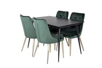 Silar Matgrupp Förlängningsbar 120 cm Rektangulär med 4 Velvet Deluxe stolar - Svart/Guld/Grön - Möbler - Bord & matgrupp - Matgrupp
